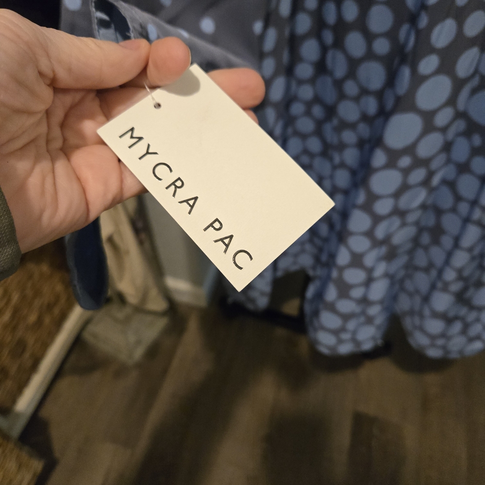 Mycra Pac Gray/Blue Polka Dot Rain Coat - Picture 3 of 6